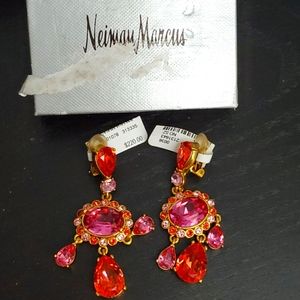 Pink  Chandelier clip on earrings